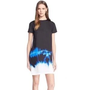 Vince Dress Womens Size 8 Black Blue Short Sleeve Career Officewear Workwear